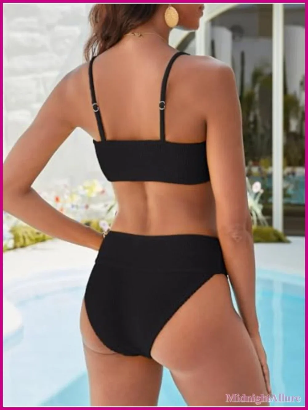 High Waist Tummy Control Bikini Set Ribbed Textured 2 Piece Swimwear